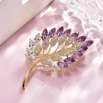 Colourful Flower Metal Brooch for Women with Crystal Accent