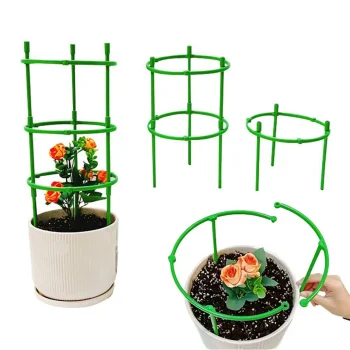 9 Pieces/Set - Plant Support Stakes with Cage Ring