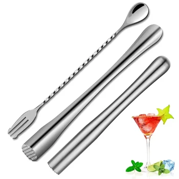 Stainless Steel Cocktail Muddler & Mixing Spoon Set