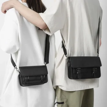 Attractive Black PU Leather Messenger Bag