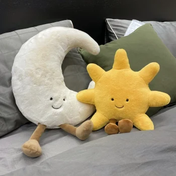 Adorable Smile Face Plushie Toy – Yellow Sun & White Moon for Kids