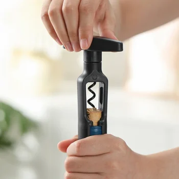 Black Carbon Steel Cockscrew Wine Bottle Opener
