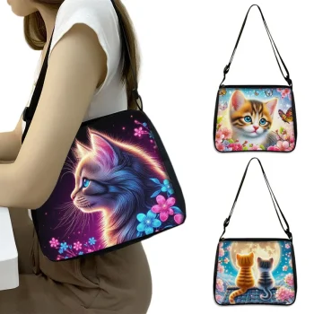 Lovely Cat Cherry Blossom Messenger Bag