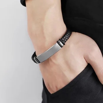 Stylish Twist Braid Leather Bracelet for Men