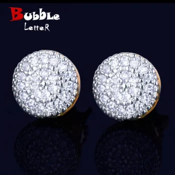 8MM Gold Round Stud Earrings – Cubic Zirconia Screw Back
