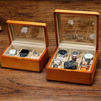 Solid Wood Watch Storage Box with Transparent Window