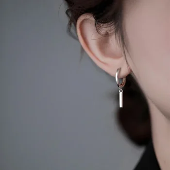Hoop Drop Earrings with Bar Charm