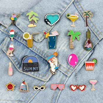 Summer Beach Holiday Enamel Brooch