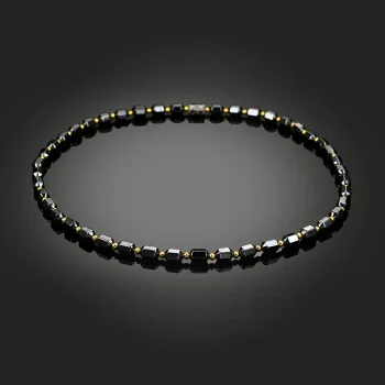 Black hematite magnetic bead necklace with modern fashion style