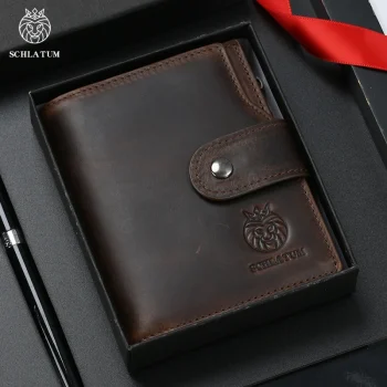 Schlatum Elegant Genuine Leather Business Wallet for Men