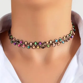 Colourful bead choker necklace for women