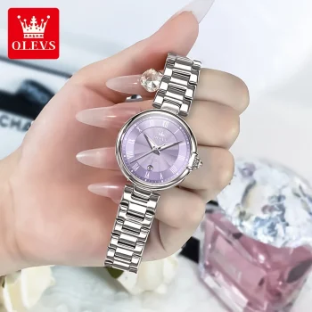 OLEVS women’s quartz watch in various colours with stainless steel strap, elegant and waterproof, includes free shipping to Singapore