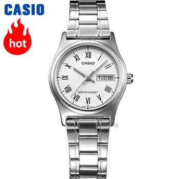 Classic Casio Quartz Watch for Women in silver or gold, featuring day-date display and stylish waterproof design