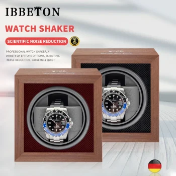 Luxury IBBETON wooden watch winder with single-slot design, quiet Mabuchi motor and elegant cabinet for automatic watches. Includes free shipping to Singapore