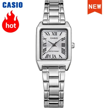 Casio women’s stainless steel quartz watch with Roman numeral dial and 30M water resistance – includes free shipping to Singapore