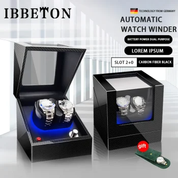 IBBETON premium automatic watch winder with quiet Mabuchi motor and carbon fiber design