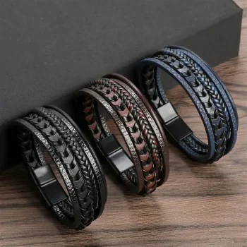 Fashion Leather with Alloy Bracelet for Men