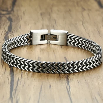 Polished stainless steel chain bracelet for men with modern link design and clasp