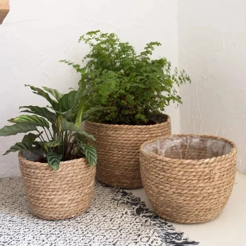 Eco-friendly straw weaving plant pot for indoor and outdoor plants