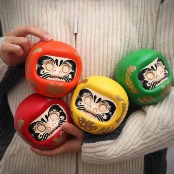 Ceramic Japanese Daruma coin bank figurine for home decor and gifts