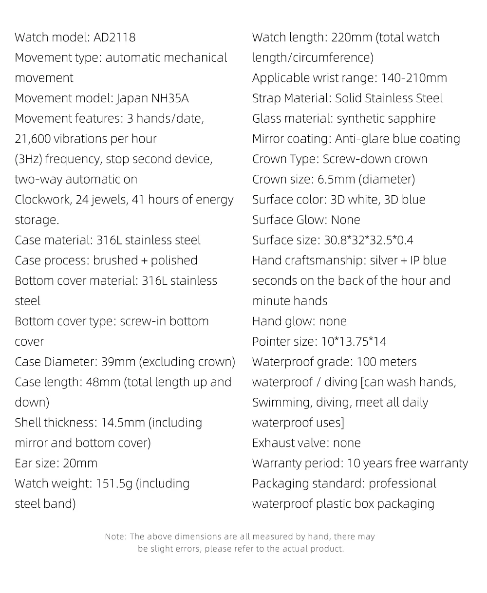 ADDIESDIVE Automatic Mechanical Watch Man European American Business Leisure Wristwatch Luxury Silver Luminous Waterproof Watch