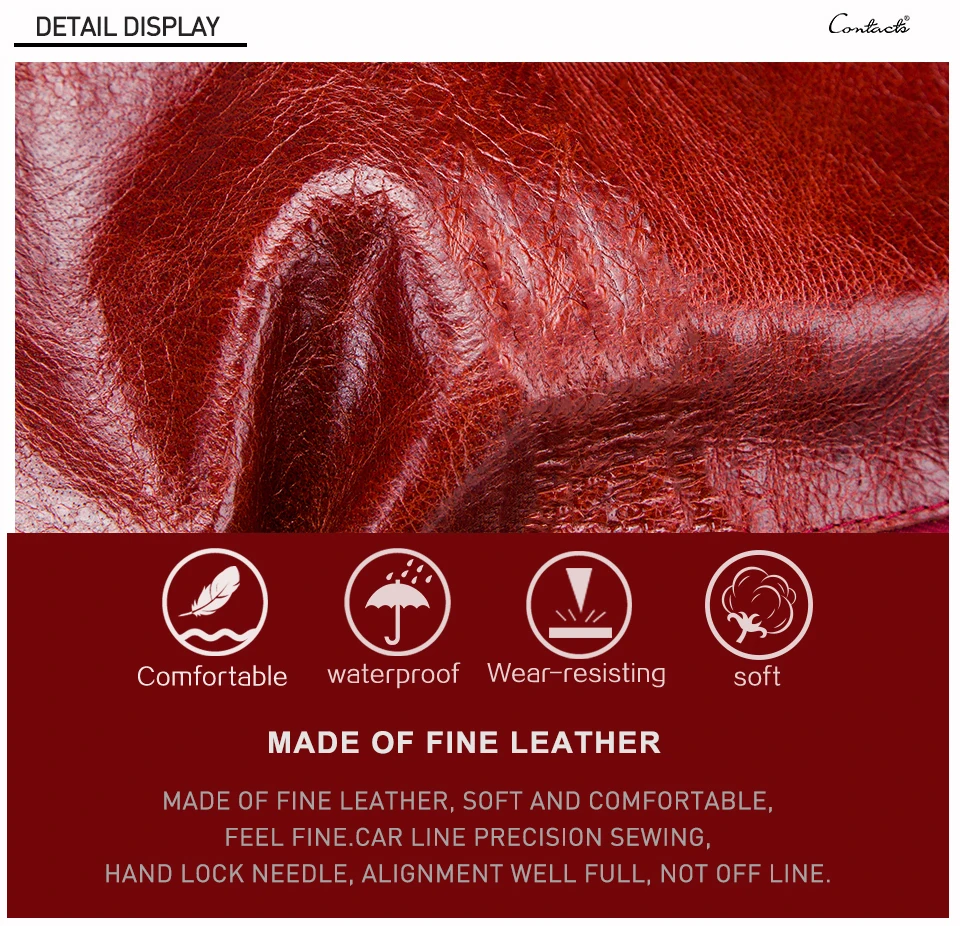 CONTACT'S 100% Genuine Leather Wallet Women Long Coin Purse Clutch Bag Name Engraving Card Holder Money Clip Handbag Men's Purse