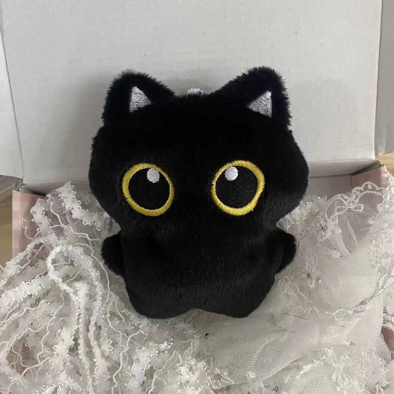 10cm Cute Black Cat plush toy Doll Small Pendant Cuddly Pillow Cushion Ins Black Cat Plush Toy Doll for Boy Girl birthday Gifts