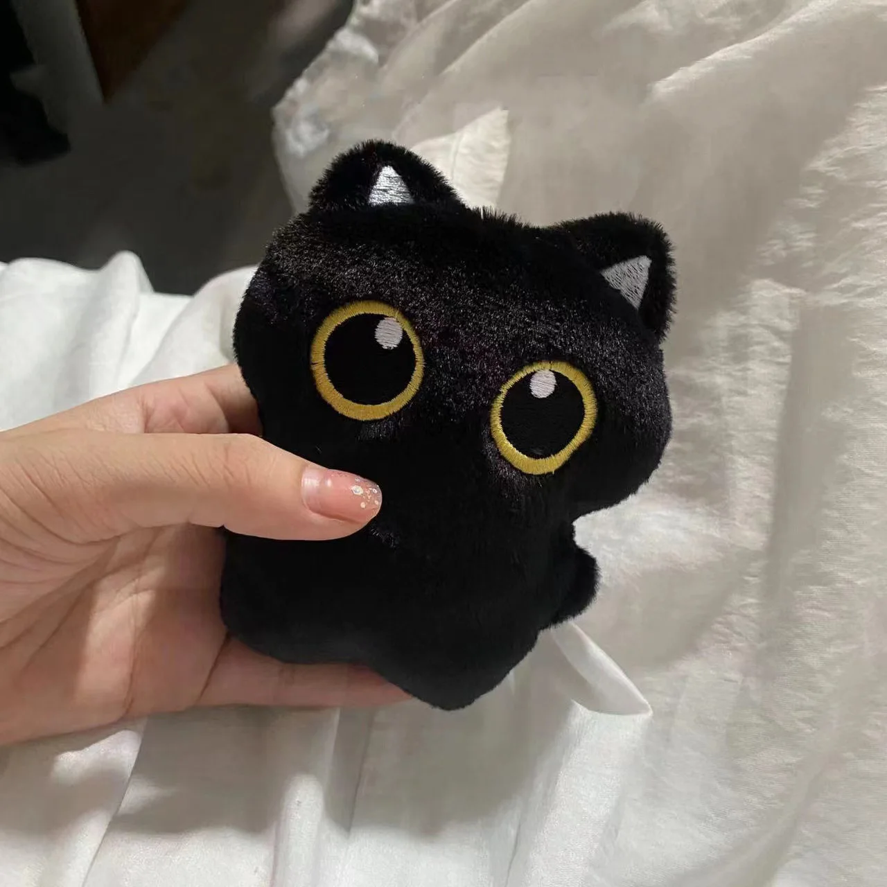 10cm Cute Black Cat plush toy Doll Small Pendant Cuddly Pillow Cushion Ins Black Cat Plush Toy Doll for Boy Girl birthday Gifts