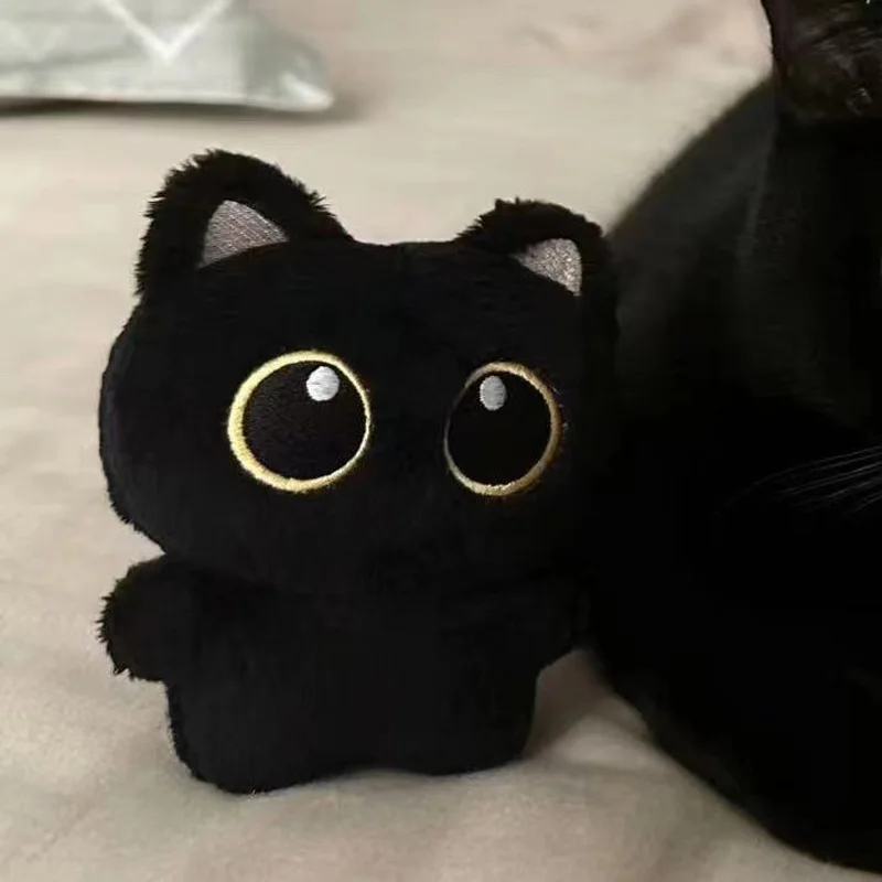 10cm Cute Black Cat plush toy Doll Small Pendant Cuddly Pillow Cushion Ins Black Cat Plush Toy Doll for Boy Girl birthday Gifts