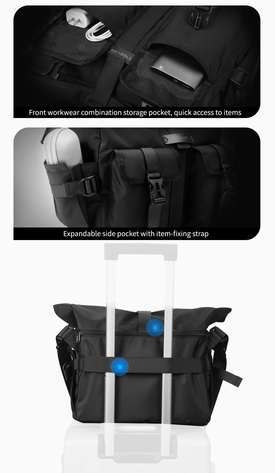 Tigernu Fashion Messenger Bags Male Shoulder Bags 13.3inch Laptop Bag Outdoor Crossbody Bags For Men Cycling Bags Boys Messenger