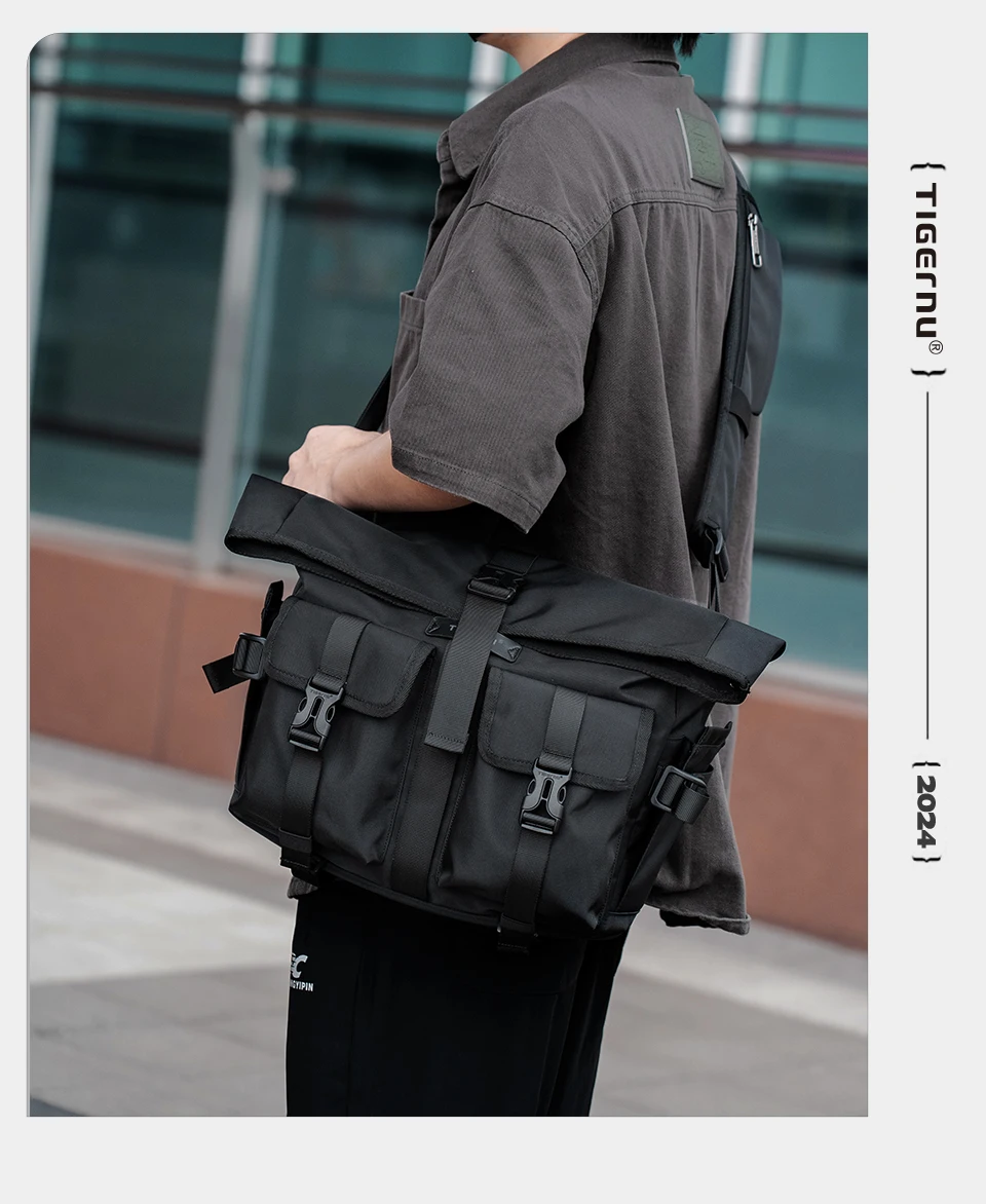Tigernu Fashion Messenger Bags Male Shoulder Bags 13.3inch Laptop Bag Outdoor Crossbody Bags For Men Cycling Bags Boys Messenger