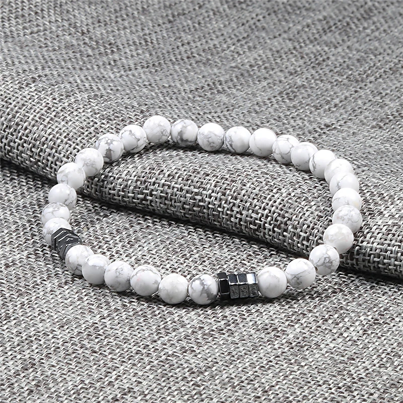 Geometric Men Bracelet Minimalist 6mm Beads Natural Lava Tiger Eye Stone Charm Distance Bracelets Homme Fashion Jewelry Gifts