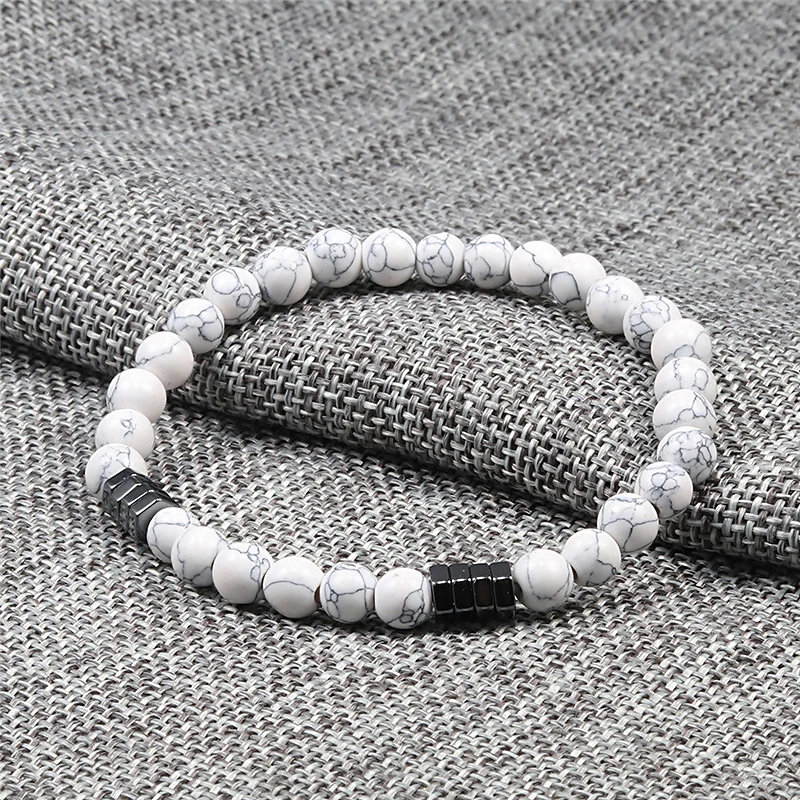 Geometric Men Bracelet Minimalist 6mm Beads Natural Lava Tiger Eye Stone Charm Distance Bracelets Homme Fashion Jewelry Gifts