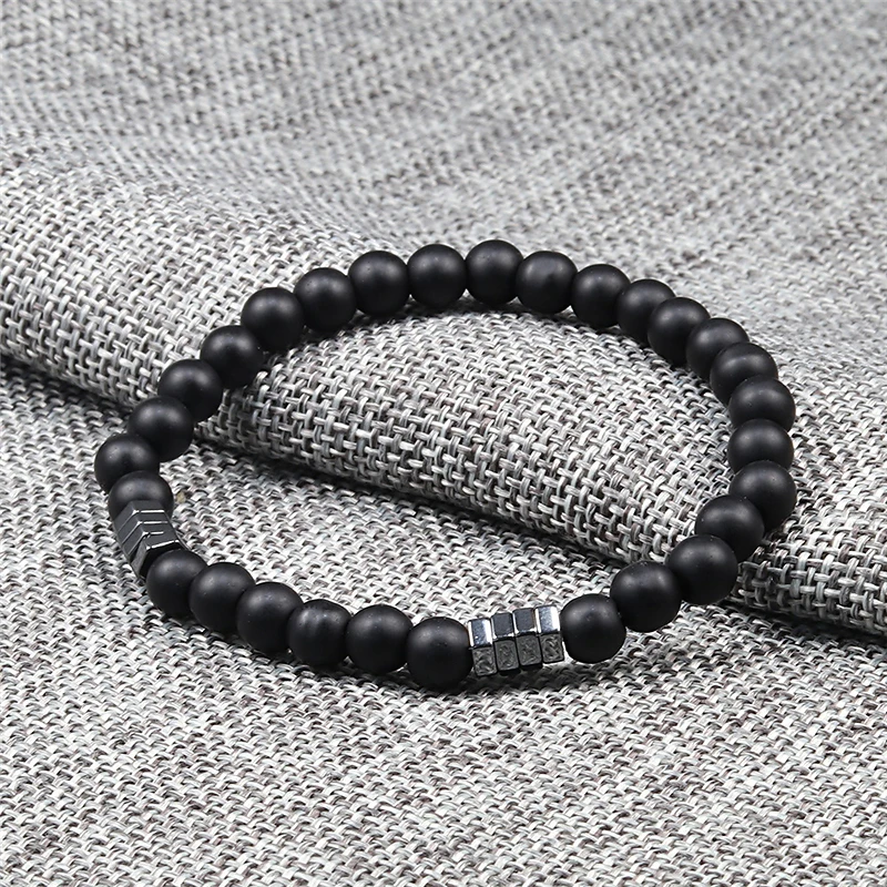 Geometric Men Bracelet Minimalist 6mm Beads Natural Lava Tiger Eye Stone Charm Distance Bracelets Homme Fashion Jewelry Gifts