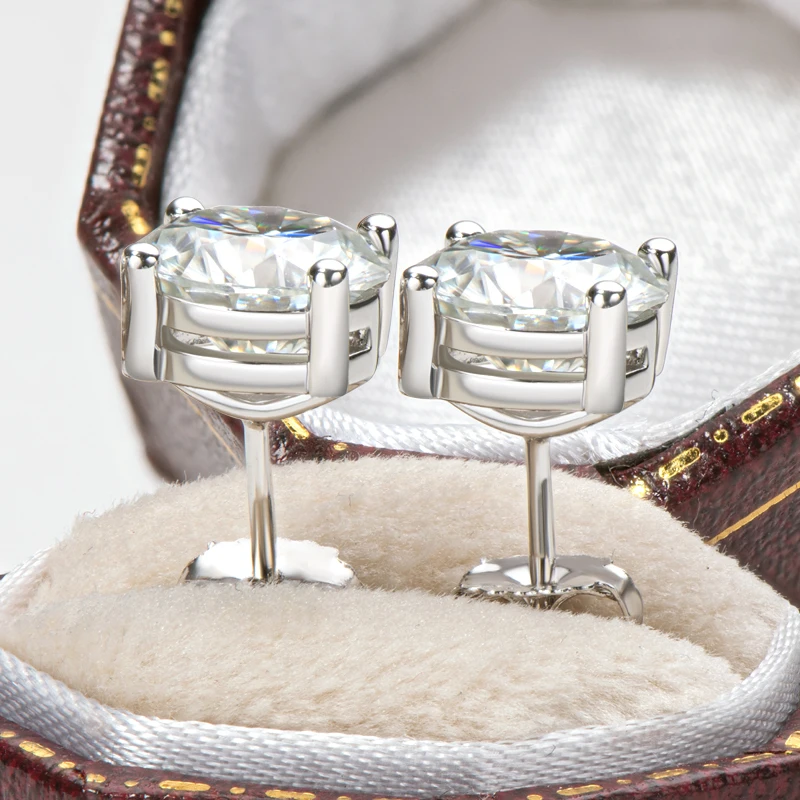 IOGOU 3mm/4mm/5mm/6.5mm/8mm/9mm/10mm/11mm Certified D VVS1 Moissanite Stud Earrings 925 Silver Earrings For Women Men Jewelry