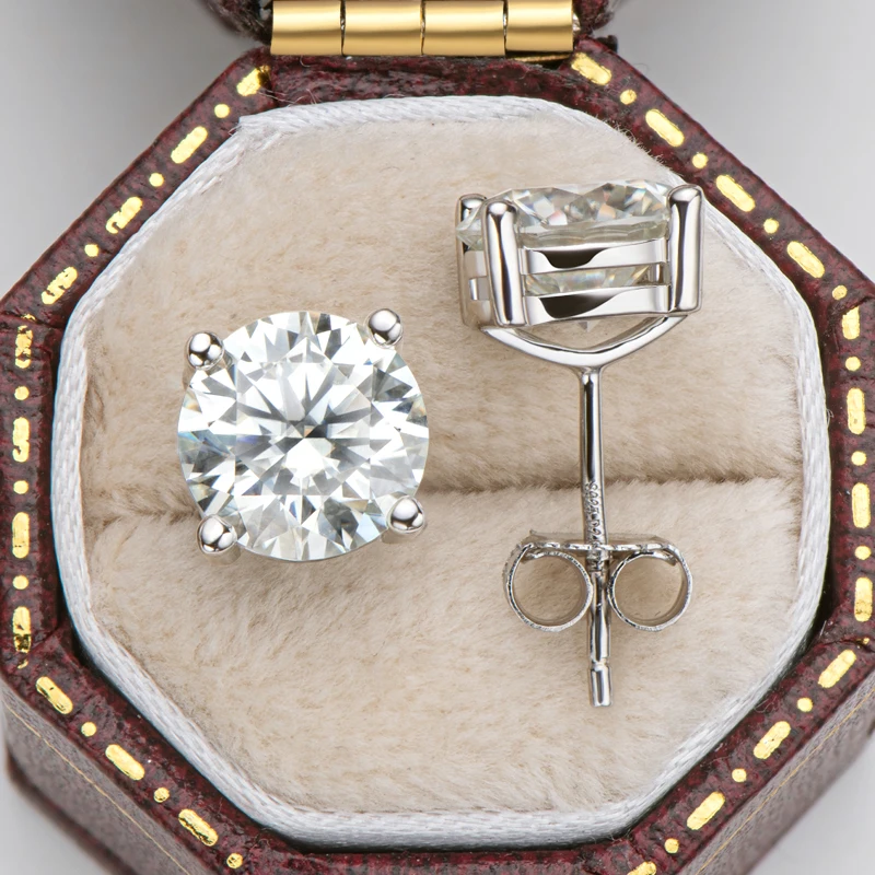 IOGOU 3mm/4mm/5mm/6.5mm/8mm/9mm/10mm/11mm Certified D VVS1 Moissanite Stud Earrings 925 Silver Earrings For Women Men Jewelry