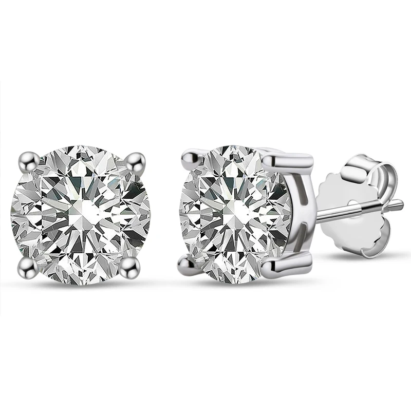 IOGOU 3mm/4mm/5mm/6.5mm/8mm/9mm/10mm/11mm Certified D VVS1 Moissanite Stud Earrings 925 Silver Earrings For Women Men Jewelry