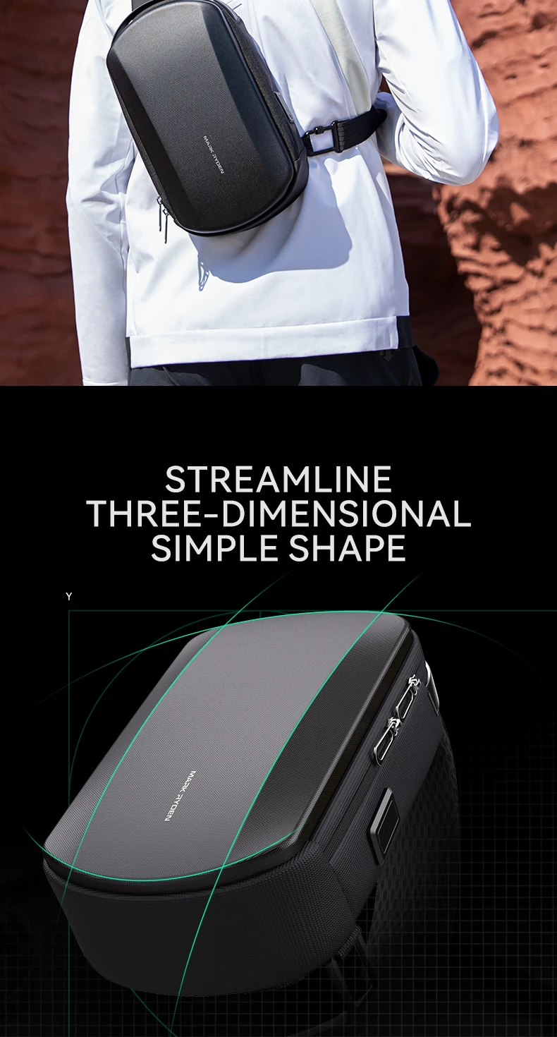 MarkRyden The Ratio Arc Mini: Hard-shell Waterproof Daily Crossbody Bag USB Port