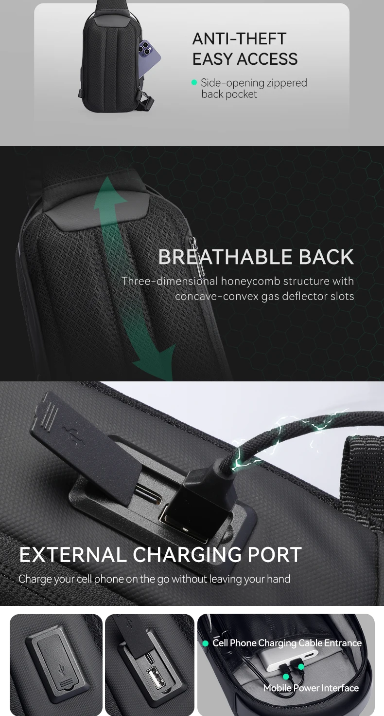 MarkRyden The Ratio Arc Mini: Hard-shell Waterproof Daily Crossbody Bag USB Port