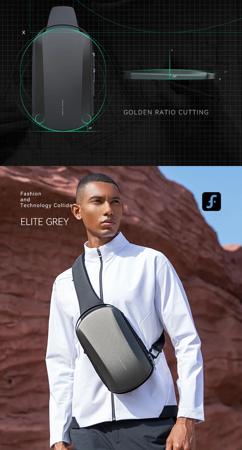 MarkRyden The Ratio Arc Mini: Hard-shell Waterproof Daily Crossbody Bag USB Port