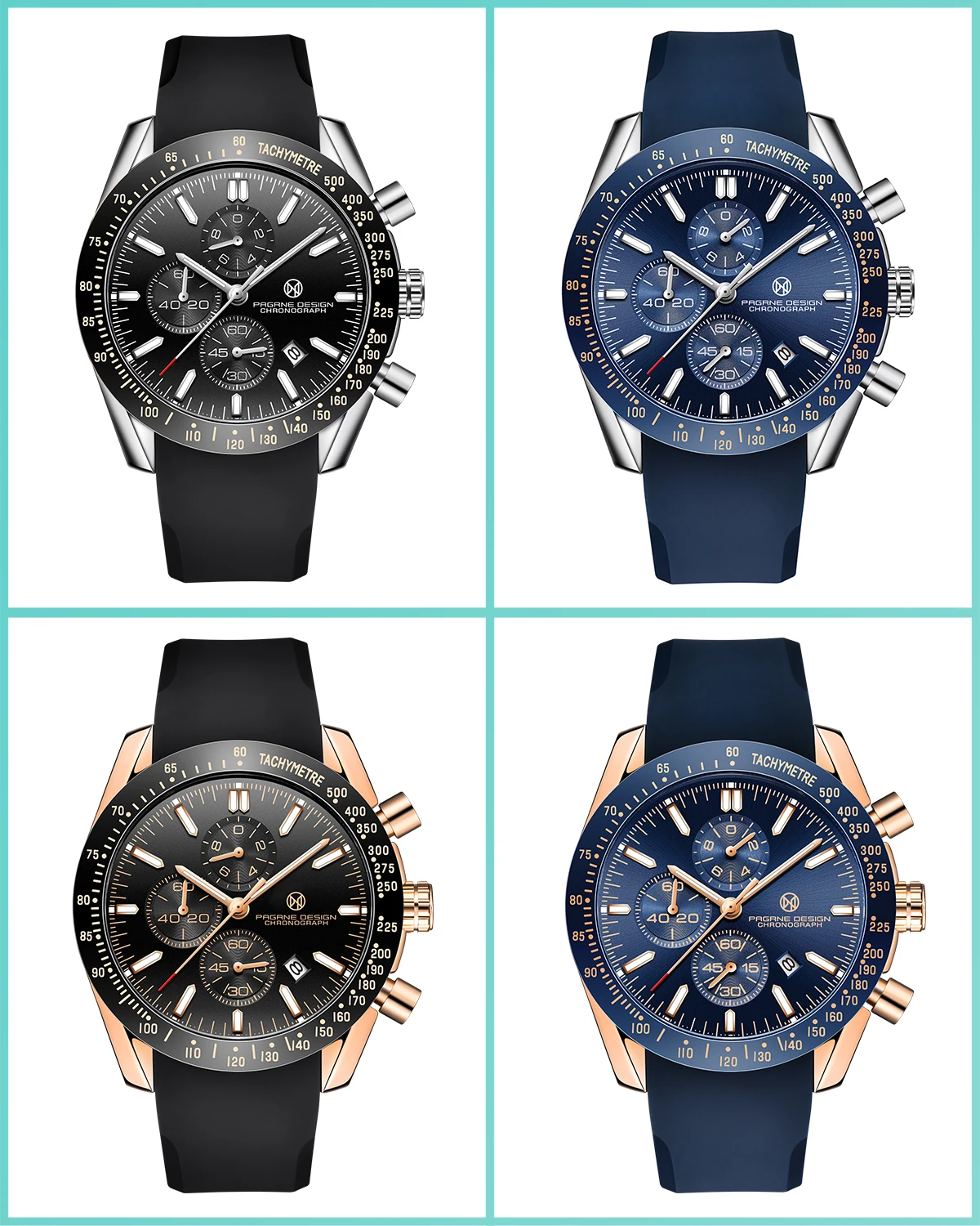 PAGANI DESIGN （Pagrne） New Men Quartz Watch Rubber Belt Men's Luxury Watch Fashion Casual Sports Male Clock Relogio Maasculino