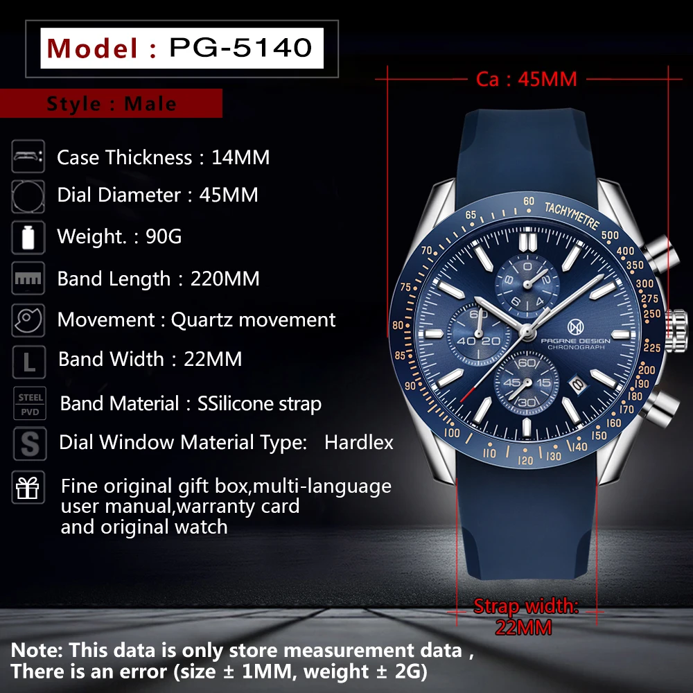 PAGANI DESIGN （Pagrne） New Men Quartz Watch Rubber Belt Men's Luxury Watch Fashion Casual Sports Male Clock Relogio Maasculino