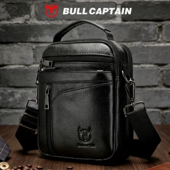 Genuine Leather Crossbody Bag – Sleek Black