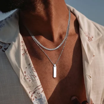 Stacked Stainless Steel Bar Chain Necklace