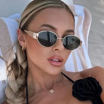 Retro Oval Metal Sunglasses for Women