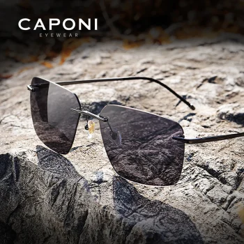 Rimless Titanium Sunglasses for Men - Polarised