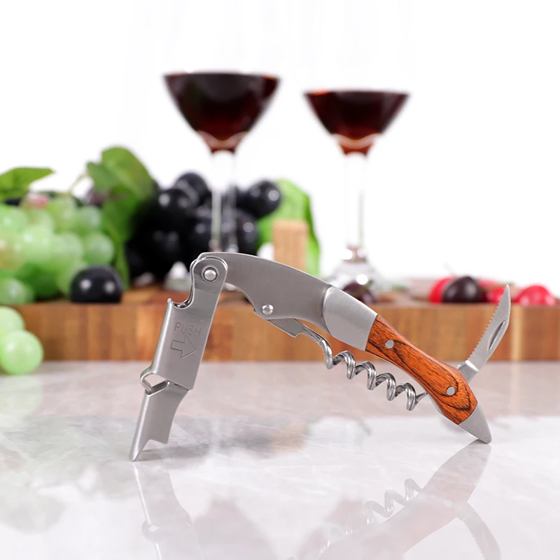 Professional Waiter's Corkscrew Wine Bottle Opener with Foil Cutter and Folding Handle