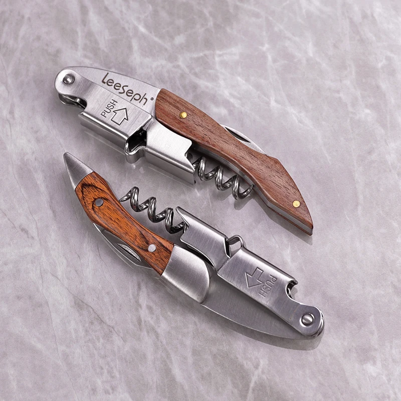 Professional Waiter's Corkscrew Wine Bottle Opener with Foil Cutter and Folding Handle