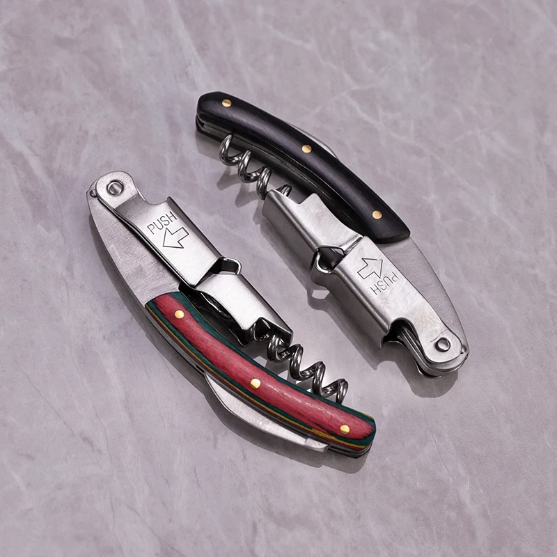 Professional Waiter's Corkscrew Wine Bottle Opener with Foil Cutter and Folding Handle