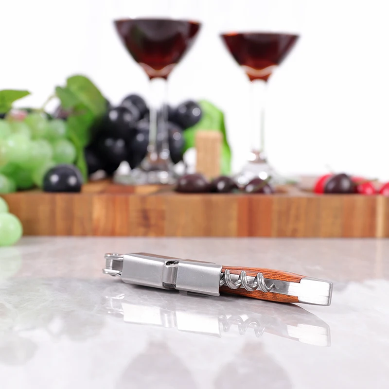 Professional Waiter's Corkscrew Wine Bottle Opener with Foil Cutter and Folding Handle